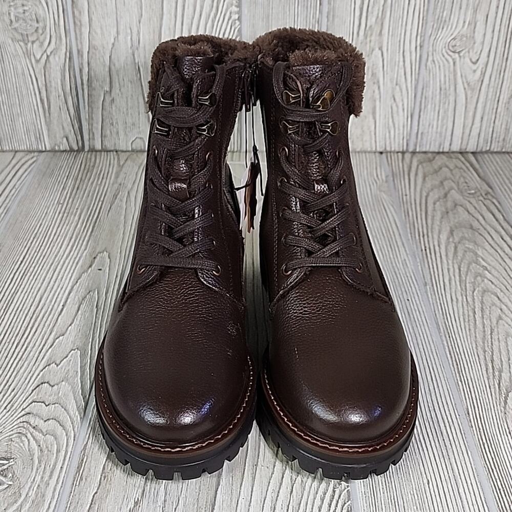 Stylish NEW with tags, women Brown Leather Combat Boots